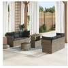 Image de Ensemble Canapé de Jardin de 9 Pièces avec Coussins Gris Poly Rattan Acacia 3361443
