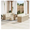 Image de Set de 11 pièces canapé de jardin avec coussins Beige Poly Rotin Acacia 3361461