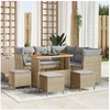Image de Salon de jardin modulable 2 personnes 9 pieces beige 110 x 55 x 110 cm rotin