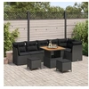 Image de Ensemble de Canapés de Jardin de 9 Pièces avec Coussins Noir Poly Rattan Acacia, Ensemble de Salle à Manger 3 Pièces 3361499
