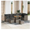 Image de Ensemble de canapé d'extérieur modulaire 4 places avec coussins gris en poly rattan, cadre en acier 3361508