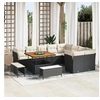 Image de Ensemble de Canapé de Jardin de 12 Pièces avec Coussins en Rattan Poly Noir Acacia, Ensemble de Salle à Manger de Jardin 3361515