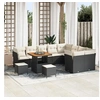 Image de Ensemble de canapés de jardin de 12 pièces avec coussins noir poly rattan acacia, Ensemble de salle à manger de jardin 3 3361520