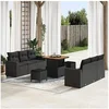 Image de Ensemble de canapé de jardin 9 pièces avec coussins noirs en poly rotin 3361564