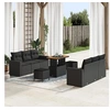 Image de Set de Canapé de Jardin 9 Pièces avec Coussins Noir Rattan Poly Acacia, Set de Dîner de Jardin vidaXL 3 Pièces 3361569