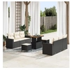 Image de Ensemble de Canapé de Jardin 9 Pièces avec Coussins Rattan Poly Noir Acacia 3361570