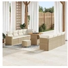Image de Ensemble de canapé de jardin 11 pièces avec coussins beiges en poly rattan et acacia. Parfait pour 5 personnes 3361586