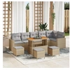 Image de Ensemble de Canapé de Jardin 10 Pièces avec Coussins Beige Poly Rattan Acacia, Ensemble de Salle à Manger de Jardin 4 Pièces 3361642
