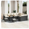 Image de Ensemble de canapés de jardin 12 pièces avec coussins Noir Poly Rotin Acacia 3361655