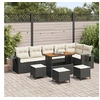 Image de Ensemble de Canapés de Jardin de 10 pièces avec Coussins Noir Polyrattan Acacia, Ensemble de Salle à Manger de Jardin de 4 3361770