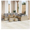 Image de Ensemble de canapé de jardin 14 pcs Beige polyrotin, Ensemble de meubles d'extérieur moderne, canapé de jardin, 3361812