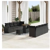 Image de Ensemble de canapé de jardin de 11 pièces avec coussins Noir Poly Rattan Acacia 3361849