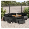 Image de Ensemble Canapés de Jardin 9 Pièces avec Coussins, Acacia Poly Rattan Noir, Ensemble Salle à Manger Jardin 3 Pièces 3361884