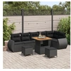 Image de Ensemble de Canapés de Jardin 9 Pièces avec Coussins Noir Poly Rattan Acacia 3361889