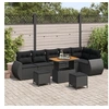 Image de Ensemble de canapés de jardin 9 pièces avec coussins en rattan poly noir acacia 3361894