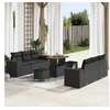 Image de Ensemble de salon de jardin 9 pièces avec coussins en poly rattan noir 3361959
