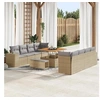 Image de Ensemble de canapé de jardin 11 pcs Beige polyrotin, Canapé modulaire moderne pour jardin et terrasse 3361987