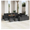 Image de Ensemble de canapé de jardin avec coussin 14 pcs Noir polyrotin, Jardin et Terrasse, Mobilier d'extérieur moderne, 3362069