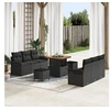 Image de Ensemble de canapé de jardin 9 pièces avec coussins noir poly rattan acacia 3362084