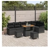 Image de Ensemble de 9 Pièces de Sofas de Jardin avec Coussins Noir en Rattan Poly Acacia, Canapé de Jardin 2 Places avec Coussins 3362154