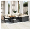 Image de Ensemble de canapés de jardin 12 pièces avec coussins noir poly rotin acacia, Ensemble de salle à manger de jardin 3 pièces 3362170