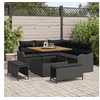 Image de Ensemble de canapés de jardin 8 pièces avec coussins rotin poly noir acacia 3362254