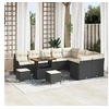 Image de Set de canapé de jardin 12 pièces avec coussins noir poly rattan acacia 3362305