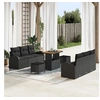 Image de Canapé de Jardin 9 Pièces avec Coussins Noir Poly Rotin Acacia, Canapé de Jardin 2 Places avec Coussins Noir Poly Rotin, 3362349