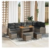Image de Canapé de jardin 10 pièces avec coussins gris en poly rattan, Canapé de jardin 2 places avec coussins gris en poly rattan, 3362423