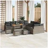 Image de Salon de jardin modulable 13 personnes rotin 14 pieces 110 x 55 x 110 cm gris