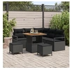 Image de Ensemble de Canapés de Jardin de 8 Pièces avec Coussins Noir Rattan Poly Acacia 3362519