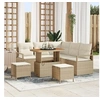Image de Ensemble Canapé Jardin 8 Pièces avec Coussins Beige Poly Rotin Acacia, Canapé Jardin 2 Places avec Coussins Beige Poly 3362526
