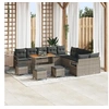 Image de Ensemble de canapé de jardin 14 pcs Gris Poly rotin, Ensemble salon d'extérieur, moderne, rectangulaire 3362593