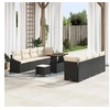 Image de Set de Canapé de Jardin 11 Pièces avec Coussins Noir Poly Rattan Acacia, Canapé de Jardin 2 Places avec Coussins Noir Poly 3362630
