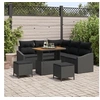 Image de Ensemble de Canapé de Jardin de 8 Pièces avec Coussins Noir Poly Rattan Acacia 3362654