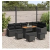 Image de Canapé de Jardin 10 Pièces avec Coussins Noir Poly Rattan 3362679