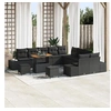 Image de Ensemble de canapé de jardin 13 pcs Noir Poly rotin, Set de jardin, mobilier en rotin modulable, pieds réglables, 3362844