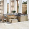 Image de Salon de jardin modulable GENERIQUE rotin 12 pieces beige 100 x 100 cm