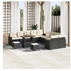 Image de Ensemble de Canapés de Jardin de 13 pièces avec Coussins Noir Poly Rattan Acacia 3363105
