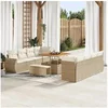 Image de Ensemble de canapé de jardin 11 pcs Beige Poly rotin, Ensemble de meubles de jardin moderne, résistant aux UV, léger, 3363806