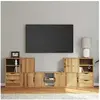 Image de Meubles TV 5 pcs avec rangement ODDA bois de pin massif