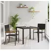Image de Ensemble de salle à manger de jardin 3 pièces noir en rattan poly, Chaises de jardin empilables avec coussins Ensemble de 2 piè