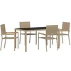 Image de Salon de jardin GENERIQUE rotin 5 pieces beige 150 x 90 x 75 cm