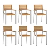Image de Lot de 6 chaise exterieur empilable non pliable H. 89 cm en acacia marron
