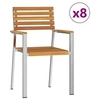 Image de Lot de 8 chaise exterieur empilable non pliable H. 89 cm en acacia marron