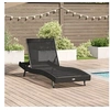 Image de Chaise longue noire en poly rattan et Textilène