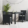 Image de Ensemble de salle à manger de jardin 3 pièces avec coussins en rotin poly anthracite 3378676