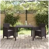 Image de Ensemble de salle à manger de jardin 3 pièces avec coussins en poly rattan marron 3378680