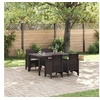Image de Ensemble de Salle à Manger de Jardin 5 Pièces avec Coussins Brun Poly Rattan 3378698