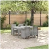 Image de Ensemble de salle à manger de jardin 5 pièces avec coussins gris clair poly rotin